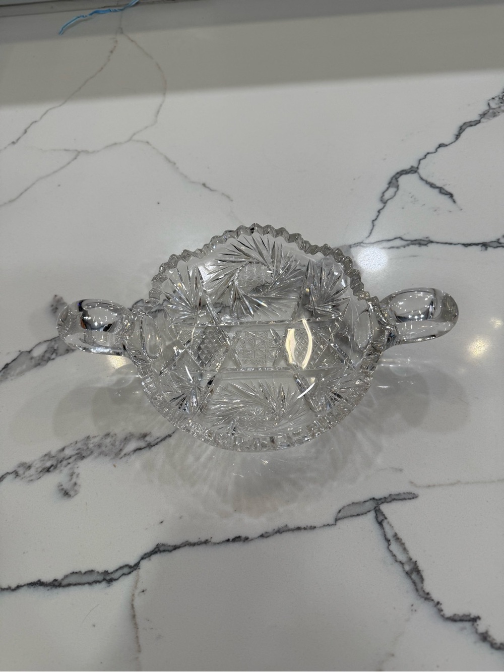 Vintage Crystal Glass Bowl with Handles